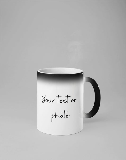Mug with text or photo placeholder on a gray background